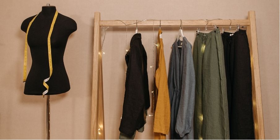 Mannequin and clothes rack