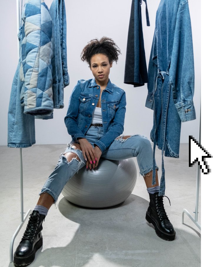 Model wearing denim clothing